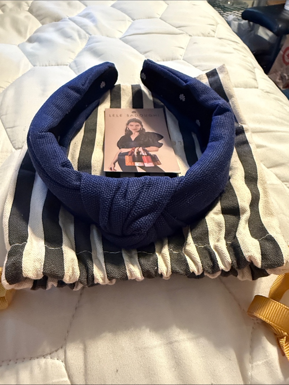 Lele Sadoughi Navy Knotted Headband